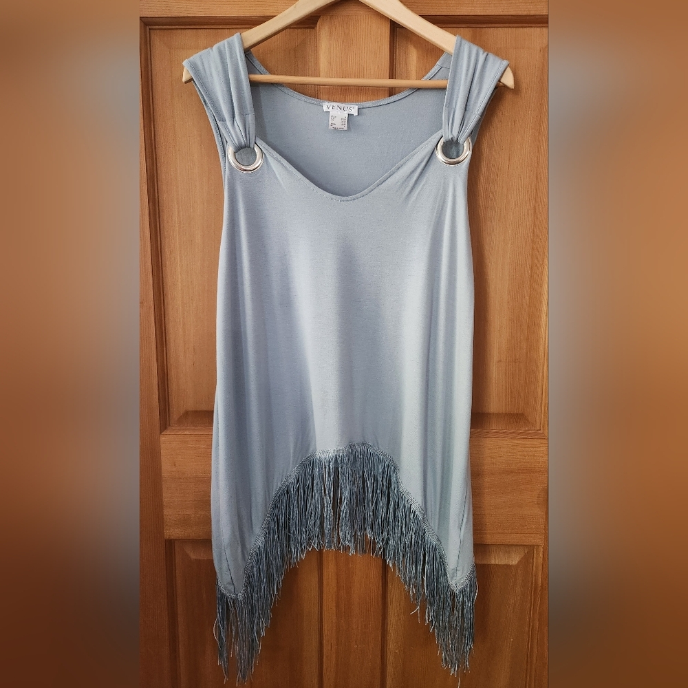 Venus Medium Silver Blue Fringe Blouse